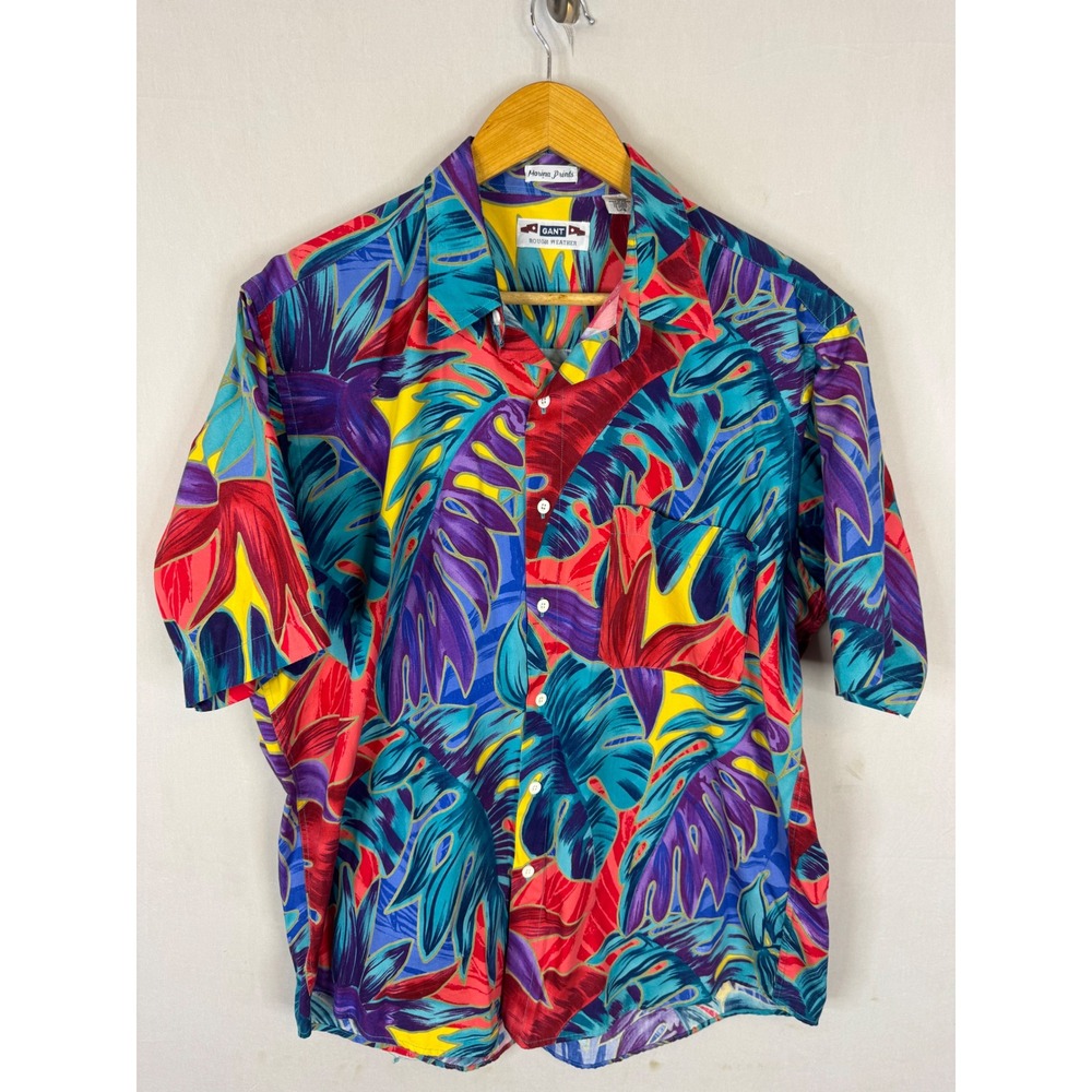 Gant Rough Weather Marina Prints Mens Large Tropical Leaf Button Down Shirt